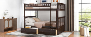 English Elm Full Over Bunk Bed Convertible Pine Frame with Storage Drawers for Kids Rooms Espresso GX000241AAP