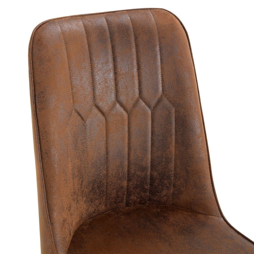 English Elm Table Set: Stylish 64.5" Wood-Textured Dining Table With 4 Brown Techno-Fabric Chairs For Modern Homes W1151S03576-GIGA