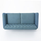 Christopher Knight Home® - Noble House - Bernice Petite Mid Century Modern Tufted Blue Fabric Sofa