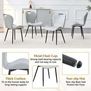 English Elm Set of 4 Olive Fabric Dining Chairs Ergonomic Cushion Black Steel Frame Modern Black,Light Gray W1151P454884