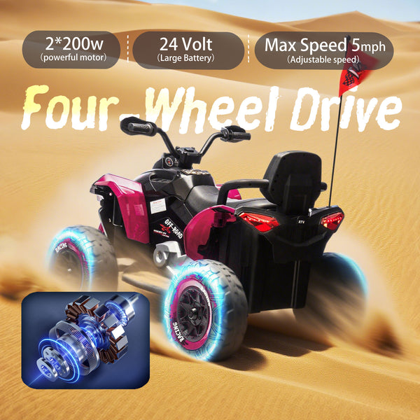 English Elm 24v Kids Electric Atv Xxxl Off-road Ride on with Parental Remote and Shock Absorbers W1578P352120
