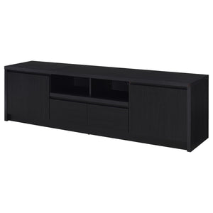 English Elm O'brien Matte Black 78 Inch Media Console with Three Drawers and Wire Management B062P451935