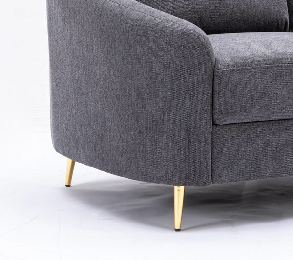 English Elm Yuina Gray Linen Loveseat with Pocket Coil Seat, Wooden Frame & Chrome Legs — Modern Durable Comfort B2726S00045