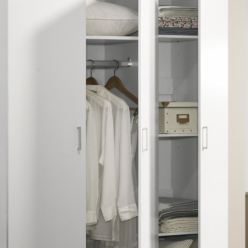 English Elm Donato Freestanding White Wardrobe Armoire with Hanging Rod and Adjustable Shelves B2749P413243