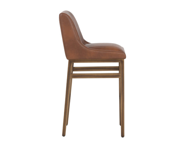 Sunpan HALDEN Barstool - Elevate Your Space with Durable Bravo Admiral Faux Leather and Rustic Bronze Frame Brown 112258