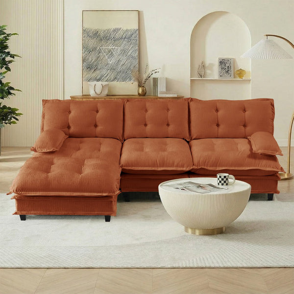 English Elm 107" Modular Cloud Sectional Chenille Deep Seat Couch with Lattice Cushions for Apartments Orange W714S01738