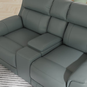 English Elm Oslo Dual Power Reclining Love Seat With Console – Luxurious Sapphire Comfort & Modern Design B339P411568