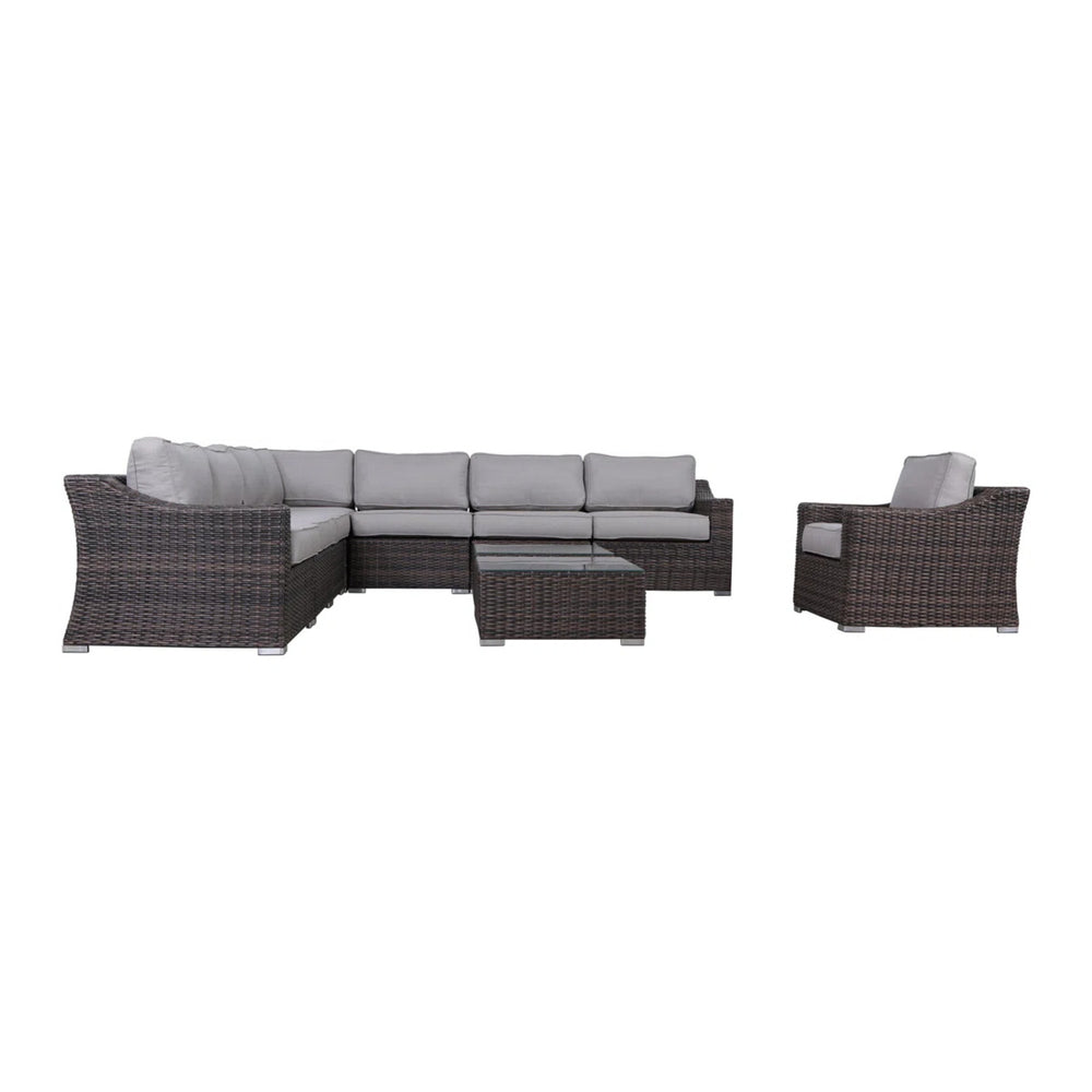 English Elm Fully Assembled 7-Piece Wicker Patio Seating Set With Plush Cushions For Stylish Outdoor Comfort B120S00141