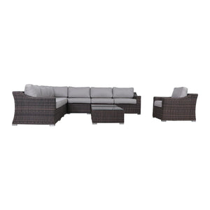 English Elm Fully Assembled 7-Piece Wicker Patio Seating Set With Plush Cushions For Stylish Outdoor Comfort B120S00141
