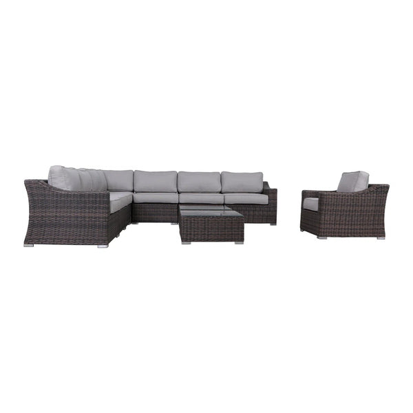 English Elm Fully Assembled 7-Piece Wicker Patio Seating Set With Plush Cushions For Stylish Outdoor Comfort B120S00141