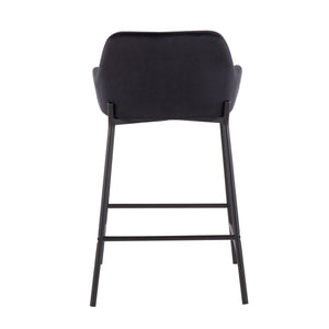 English Elm Daniella Industrial Counter Stool Set In Black Velvet & Metal – Stylish Comfort For Modern Spaces B202S00046