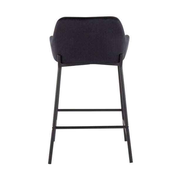 English Elm Daniella Industrial Counter Stool Set In Black Velvet & Metal – Stylish Comfort For Modern Spaces B202S00046
