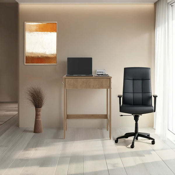 English Elm Hills Natural Oak Computer Desk with Dual Side Shelves, Spacious Worksurface, Compact Durable Design B200P362009