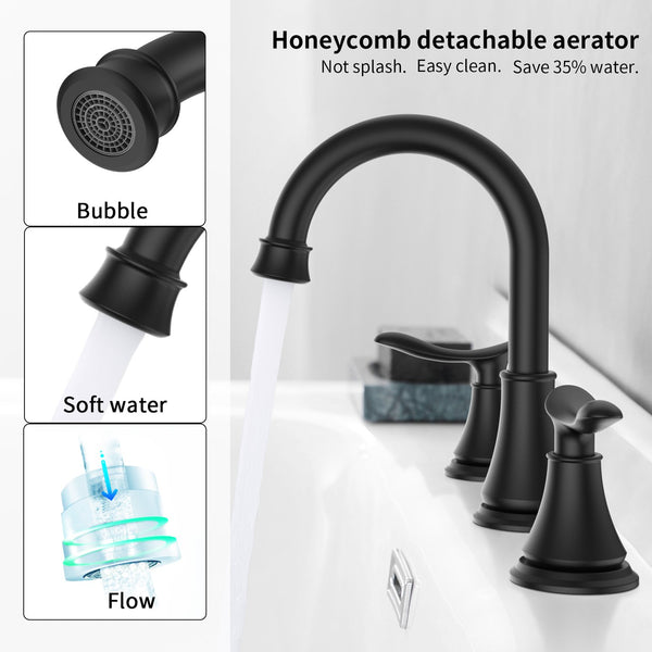 English Elm 2-Handle Matte Black Bathroom Sink Faucet With 360° Swivel Spout & Two Lever Handles For Modern Style T3177P277516