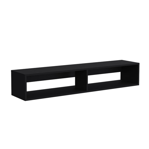 English Elm Warrior Floating TV Stand 59" Wall Shelf with Two Open Shelves, Cable Management, Sturdy 50lb Capacity Black 65 L x 18 W x 3.6 H B070P224232