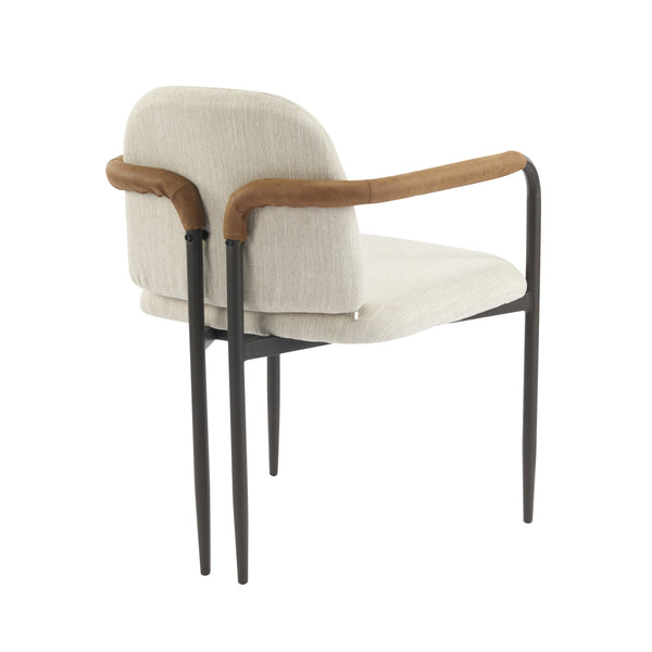 English Elm Christopher Knight Home® - Dinning modern iron-frame dining chair set of 2 with durable fabric seats, compact, stylish and sturdy Beige,Espresso N771P247180M