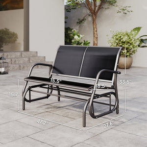 English Elm Double Seat Outdoor Patio Glider Bench Powder Coated Steel Sling Fabric Swing T3971P383635