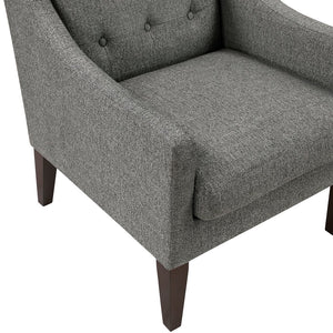 English Elm Contemporary Button-Tufted Accent Chair with Plush Fabric, Curved Arms and Solid Wood Legs for Living Dark Gray 26.5 L x 28.5 W x 22.5 H B011P281835