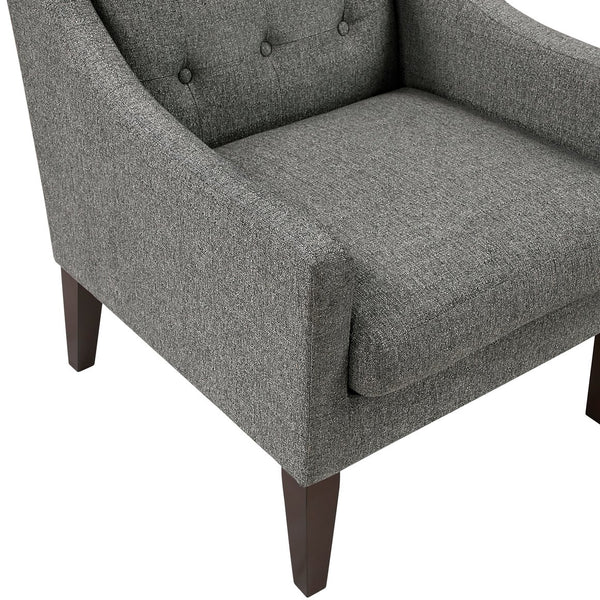 English Elm Contemporary Button-Tufted Accent Chair with Plush Fabric, Curved Arms and Solid Wood Legs for Living Dark Gray 26.5 L x 28.5 W x 22.5 H B011P281835