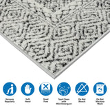 Madison Park Kenzie Global Inspired Moroccan Bordered Global Woven Area Rug MP35-8071 Grey/Cream