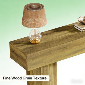 English Elm Wood Solid Fir Console Table Handcrafted Farmhouse Style for Entryway or Sofa T3971P449535