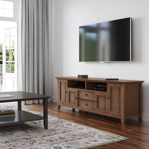 English Elm Amherst 72" Solid Wood Tv Media Stand: Rustic Brown, Spacious Design & Stylish Storage Solutions B136P158359