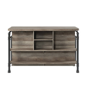English Elm Antique 5-Shelf Kitchen Island Bar Cart with Sturdy Metal Legs, Thick Top, Rustic-Modern Sandy Grey Finish Oak B062P209301
