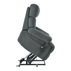 English Elm Oversized Power Lift Recliner Chair with Remote Control, Spacious Fabric Seat and Side Pocket for Comfort and Support Dark Gray W1028P261272