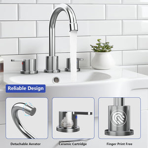 English Elm Widespread 2-Handle Bathroom Faucet 8" Centerset High-Arch Gooseneck 360° Swivel Water-Saving Chrome T3177P351677