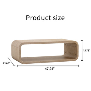 English Elm Modern Racetrack Oval Coffee Table Light Wood Veneer Open Shelf Airy Living Room W3081P352091