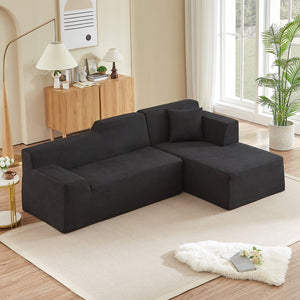 English Elm Modern Corduroy L Shaped Sectional Sofa High Back Seating for Minimalist Living Rooms W3396P414719