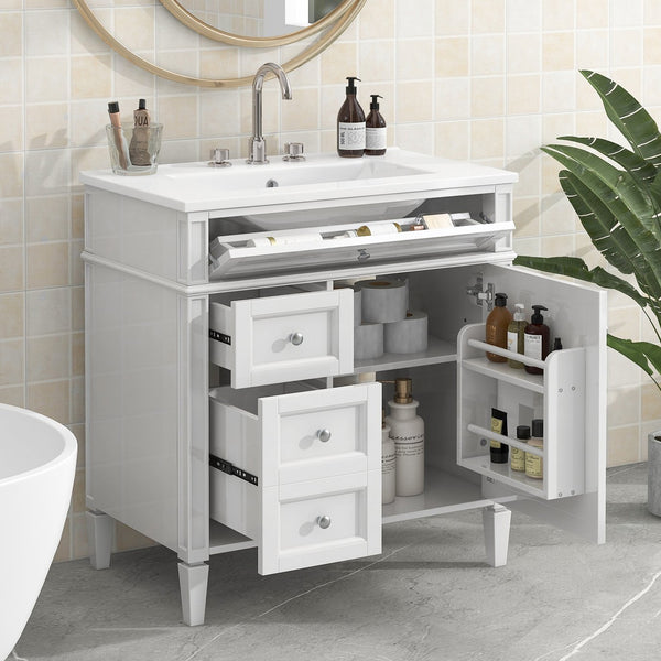 English Elm 30'' Modern Bathroom Vanity With Ceramic Sink, Soft-Close Drawers & Elegant Storage Solutions N710P206904K