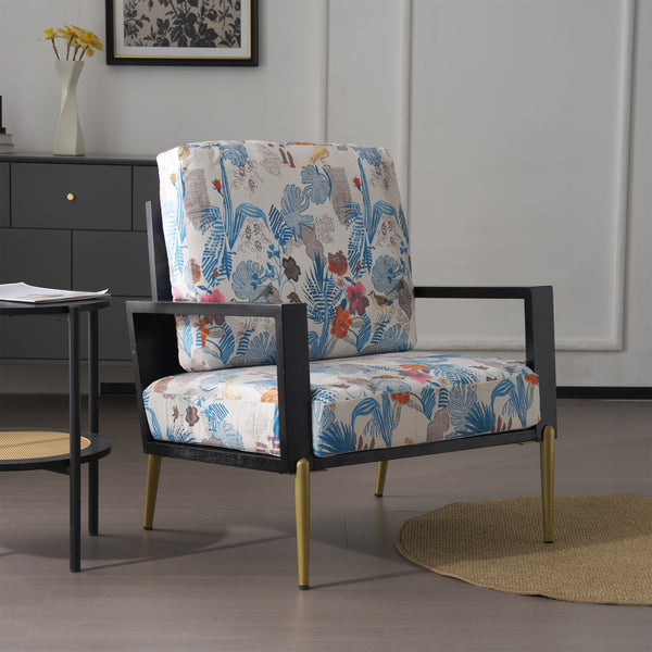 English Elm Christopher Knight Home® - Floral Velvet Accent Chair with Removable Washable Cover, Plush 5.51" Cushions & Gold Legs for Living Spaces N817P237961B