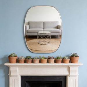 English Elm 30x40 Oval Wall Mirror Slim Metal Frame Distortion Free Glass Bathroom Entryway Accent Silver W2203P476483