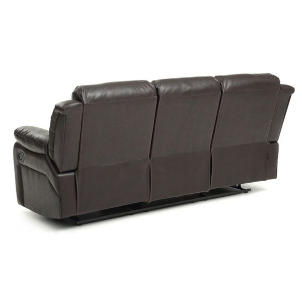 English Elm Daria G686-RS Dark Brown Reclining Sofa with Channel Tufted Back, PU, Handle-Release, 85"W x 41"H B078108402