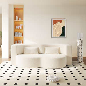 English Elm Modern Corduroy Floor Sofa Foldable Twin Sleeper Foam Filled for Compact Living Spaces Beige+White W1885P435356