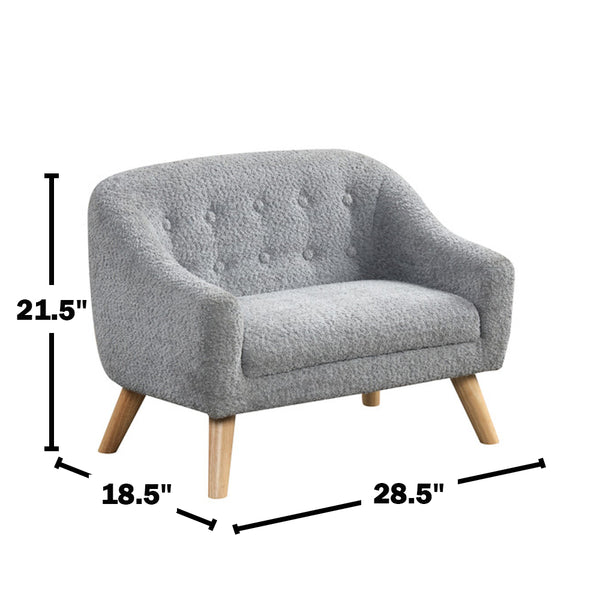 English Elm Chenille Kids Sofa with Tufted Back and Wooden Legs for Playroom, Durable Plush Upholstery Comfort Gray B016P402323