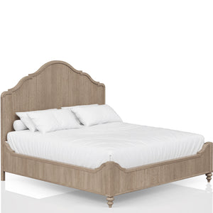 English Elm Queen Panel Bed with Elegant Transitional Design, Solid Wood & MDF Construction, Timeless Centerpiece Appeal Sand 86 L x 18.75 W x 6 H B2699S00014