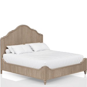 English Elm King Panel Bed with Elegant Transitional Styling, Solid Wood & MDF Frame, Centerpiece Bedroom Focal Point Sand 84.75 L x 21 W x 6 H B2699S00015