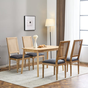 English Elm Christopher Knight Home® - [Set Of 4] Vintage French Country Dining Chairs - Plush Upholstered Seats With Elegant Cane Backrest N767P263678H_4