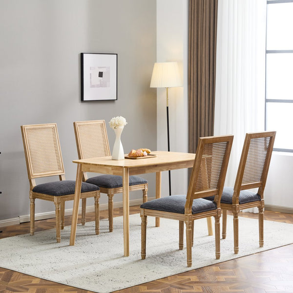 English Elm Christopher Knight Home® - [Set Of 4] Vintage French Country Dining Chairs - Plush Upholstered Seats With Elegant Cane Backrest N767P263678H_4