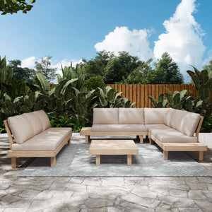 English Elm Christopher Knight Home® - Topia Acacia 8-Seater Sofa Set - Handcrafted Outdoor Conversation Set With Water-Repellent Cushions N773OS00075S