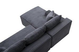 English Elm 94.5" Jumbo Corduroy Cloud Sectional Deep Seat L-shape Sofa for Living Room Lounging W5515P479903