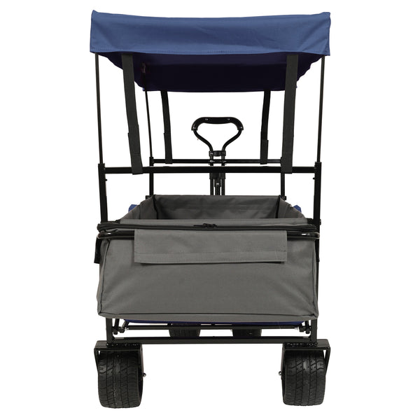 English Elm 480lbs Folding Utility Wagon with Canopy All-terrain Wheels Steel Frame Outdoor Hauler W2932P326773