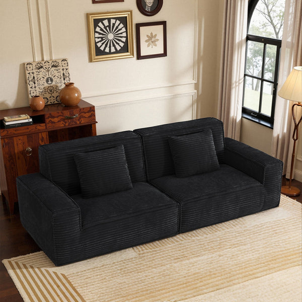 English Elm 106.3 Inch Large Striped Fabric Sofa - Modern Comfort For Living Rooms, Bedrooms & Apartments! W3147S00016