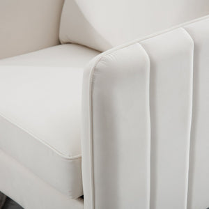 English Elm Accent Velvet Armchair Mid-century Modern Plush Seat with Metal Legs for Any Room W3244P327103