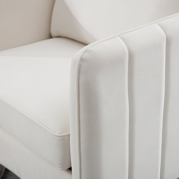 English Elm Accent Velvet Armchair Mid-century Modern Plush Seat with Metal Legs for Any Room W3244P327103