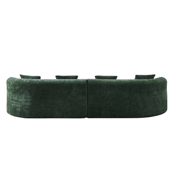 English Elm 111" L Shaped Cloud Sofa Plush Chenille Upholstered High Density Foam Apartment Living Room Green W1669S00056