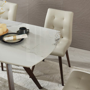 English Elm Retractable Sintered Stone Extendable Dining Table Seats 8 Modern Minimalist Base W5630P456161