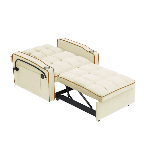 English Elm Sofa Convertible Sleeper Chair with Adjustable Back and Serpentine Spring Support W2564P462078